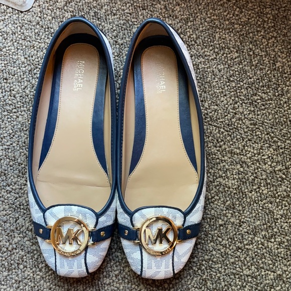 Michael Kors Shoes - MK ballerina blue and white monogram shoe sz8.5